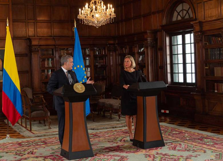 Reunión de Duque y Mogherini en la mañana de este jueves. FOTO: Cortesía