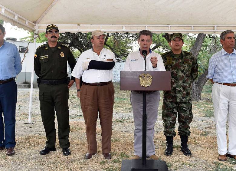 El Presidente dijo que frente a las Fuerzas Armadas se ha buscado obtener el máximo de beneficios para los soldados de tierra, mar y aire que hayan cometido algún delito relacionado con el conflicto armado. FOTO Cortesía SIG / César Carrión