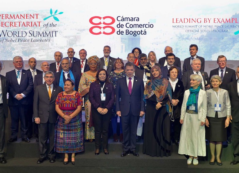 Los premios Nobel de Paz se reúnen en Bogotá para la XVI Cumbre. FOTO Cortesía Presidencia