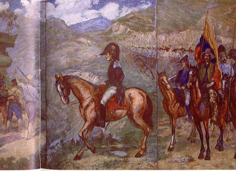 Batalla de Boyacá, de Andrés de Santa María. 1926. Oleo sobre lienzo. 348 x 634 cm. Colección Museo Nacional, Bogotá. Foto: Cortesía Academia Antioqueña de Historia
