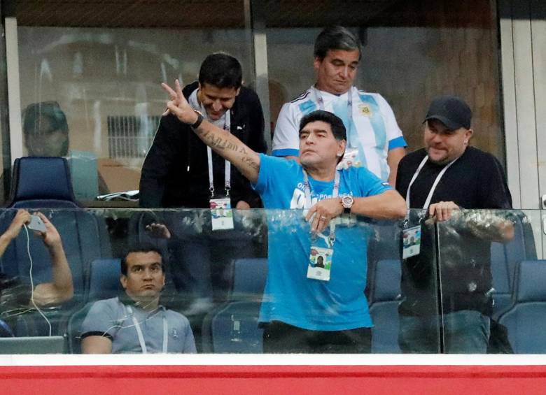 Maradona, durante el Mundial de Rusia. ARCHIVO REUTERS