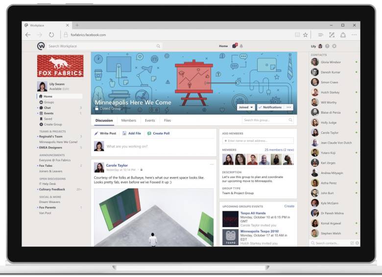 Así se ve Workplace de Facebook. FOTO AP