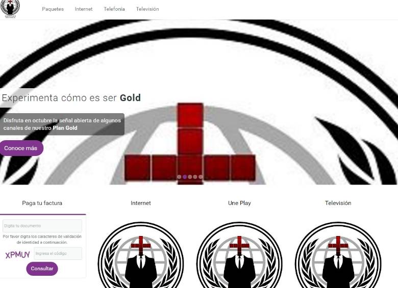 Así se vio la página de inicio de Une. FOTO pantallazo de internet. 