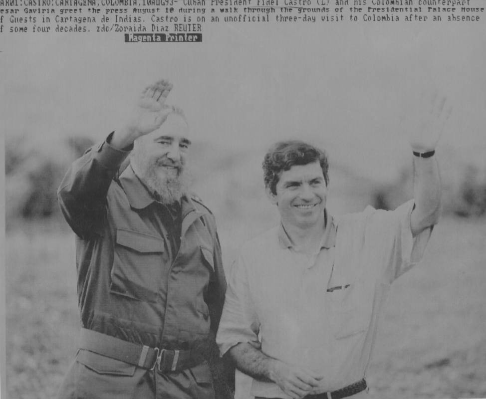 En 1993, Fidel Castro visitó al entonces presidente de Colombia, César Gaviria, en Cartagena. FOTO ARCHIVO