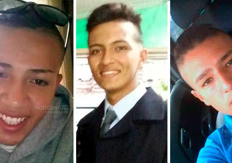 Estos son los tres jóvenes desaparecidos en Bogotá, en febrero de 2017. La Fiscalía halló este viernes restos óseos de tres jóvenes y hace los análisis pertinentes para confirmar si son los mismos que estaban desaparecidos desde el 2017. Foto Colprensa.