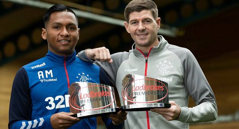 Alfredo Morelos y Steven Gerard cumplen excelentes campañas con el Rangers de Escocia. FOTO cortesía rangers 