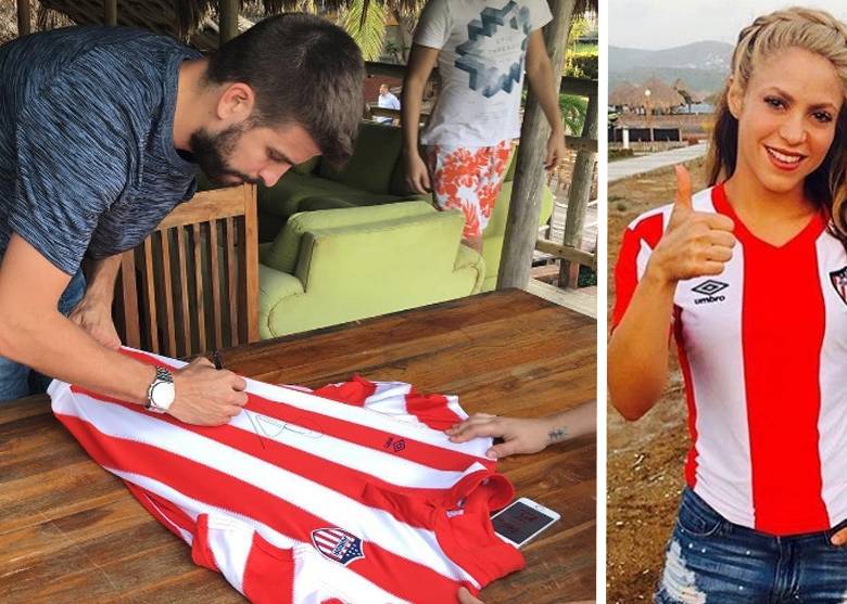 Gerard Piqué ya firma camisetas del Junior de Shakira