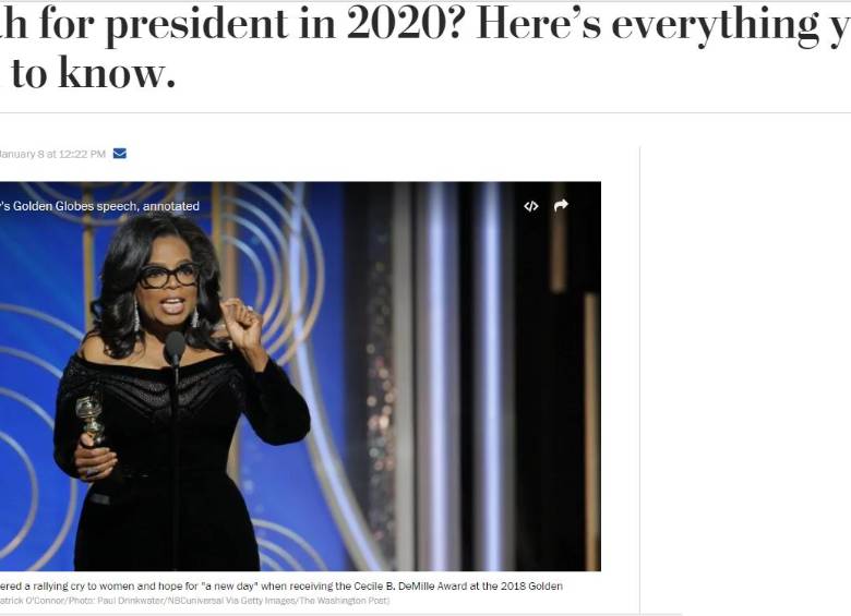 Así tituló el Washington Post. Oprah para presidenta en 2020? Esto es todo lo que necesitas saber. FOTO Internet