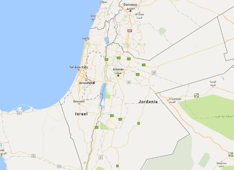 Este es el territorio donde debería aparecer Palestina. FOTO Tomada de Google Maps