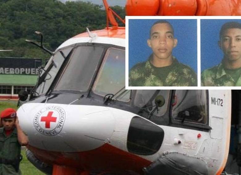 Los soldados Jhonatan Andrés Díaz Franco y Paulo Cesar Rivera Capela, fueron liberados en Tame, departamento de Arauca. FOTO TELESUR