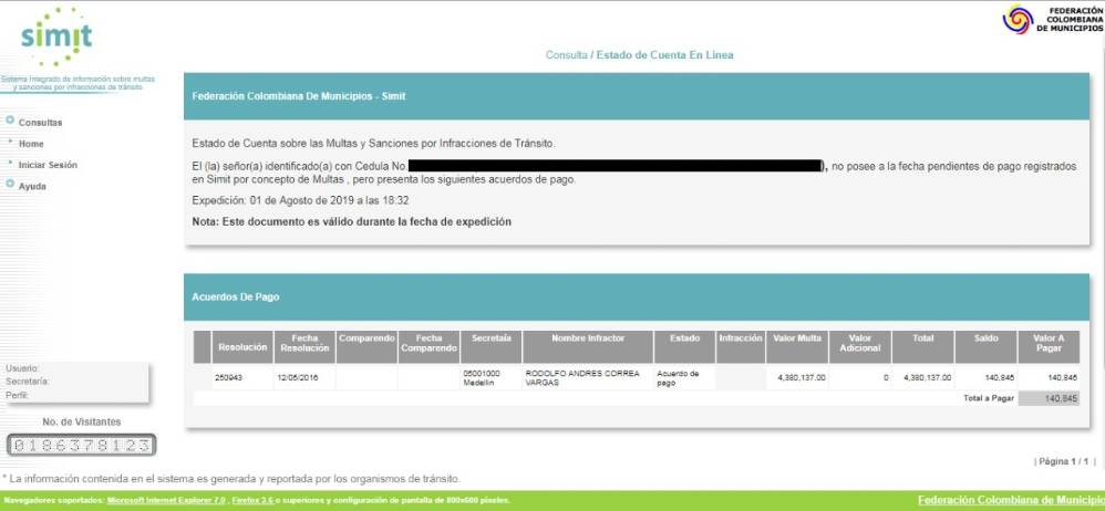 Rodolfo Correa dice que el Simit se equivocó tras multa de transito
