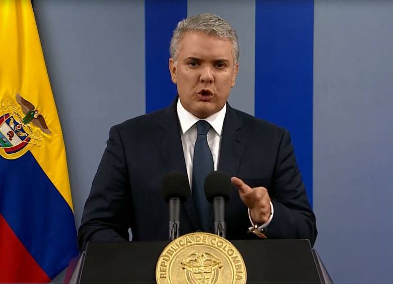 Pronunciamiento de Iván Duque tras protestas del 21 de noviembre en Colombia. Foto: Captura de video. 