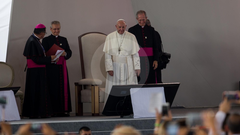 El Papa Francisco en el parque Las Malocas durante el Encuentro de Oración por la Reconciliación Nacional. FOTO ESTEBAN VANEGAS