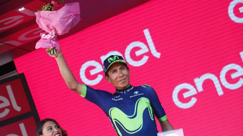 El boyacense Nairo Quintana logró su segundo podio en su segunda participación en el Giro. En 2014 fue campeón. FOTO AFP